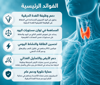 توازن اليود — دعم الغدة الدرقية بطحالب البحر والسيلينيوم وفيتامين B12